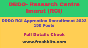 DRDO RCI Apprentice Recruitment 2022